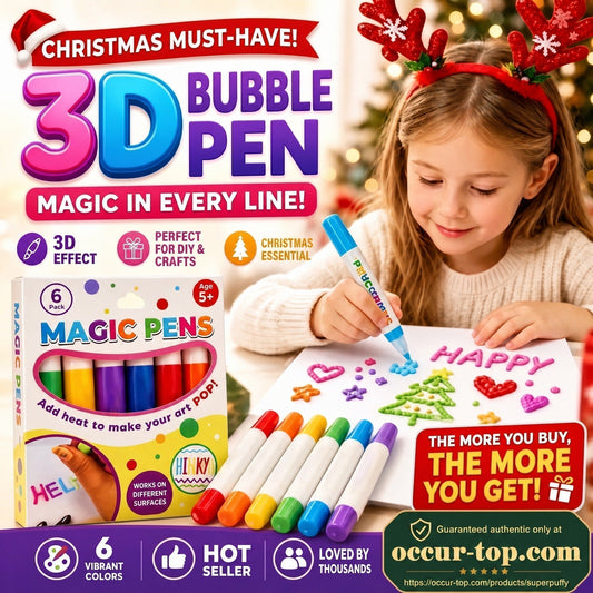 🎅🌲 NU: 50% RABAT I BEGRÆNSET TID – Puffy 3D Penne – Magisk Blæseop Kunst – Perfekt Julegave til Børn – Nem at Bruge – Til Papir, Metal, Træ & Glas 🎁✨🖌️