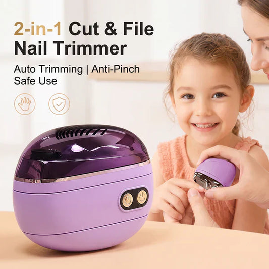 🔥 TIDSBEGRÆNSET PRIS 🌟 2-i-1 Smart Elektrisk Negleklipper & Polerer – Til alle aldre 👨‍👩‍👧‍👦 💅