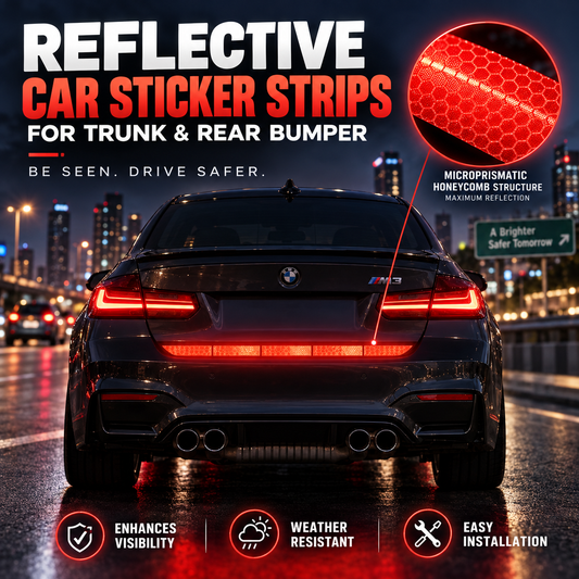 🎁 KØB 1, FÅ 1 GRATIS – Reflekterende kofangerliste – Mikroprismatisk refleksion – Selvklæbende – Fem farver – Bliv set i mørket 💪🚗