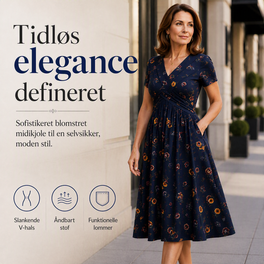 🔥 2026 NYHED: 50% RABAT – V-hals Midi-Kjole med Blomstermønster – Vredet Talje – Sidelommer – Blød & Luftigt – Afslappet Sommerkjole – Til en Elegant & Selvsikker Stil 👗🌸✨