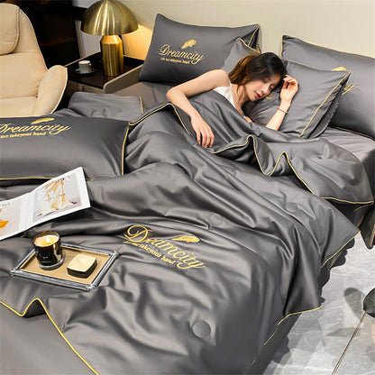 🎁Gør dig klar til sommeren – vaskbart, køligt❄️4-delt sengetøj🛏️