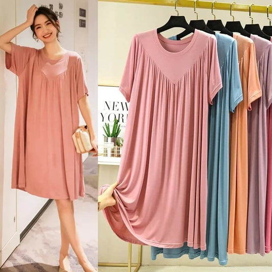 🎁Hot Sale⏳Super Soft Comfortable Short Sleeve Loose Pajama Dress