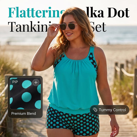 🥳SOMMER-UDSALG🥳💞Over 50.000 solgt!💥50 % RABAT! 🔥To-delt badedragt med prikker til kvinder – flatterende pasform og chic sommerstil 🌊✨