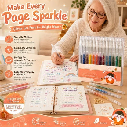 ⏳Sidste dag – 🎁Glitter-gelpen-sæt – skriver glat 🎨