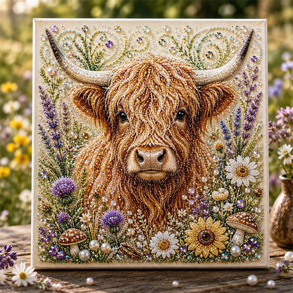 🦬🌻 NU: 50% RABAT I BEGRÆNSET TID – Highland Cow Diamantmalingsæt – Gårdsinspireret Mesterværk – Afslappende DIY – Perfekt til Hjemmedekoration – Unik Gave 🎨✨🤎