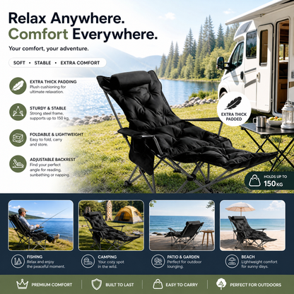 🪑 50% OFF! 🌿 Portable Adjustable Outdoor Folding Chair – Lightweight, Sturdy & Multi-Purpose – Perfect for Garden, Camping, Beach or Patio – Effortless to Carry & Set Up 🏕️✨