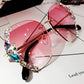 💎Vintage Fashion Rimless Crystal Sunglasses🕶️