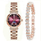 ⌚ 50% RABATT + GRATIS ARMBÅND – Diamond Fashion stjerne- og måneklokke – blendende diamanter – høy kvalitet – presis kvarts – justerbar – perfekt gave for henne