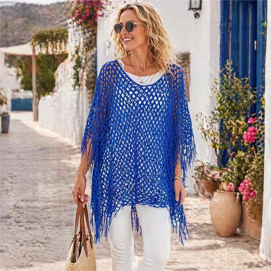 🏖️Sommerudsalg – 50 % RABAT❤️‍🔥JCUK Sommer-cover-up i metallisk hæklet stof – Let, flagrende og ubesværet stilfuldt 🌊☀️