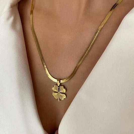 ✨Best Gift📿Gold Plated Lucky Clover Necklace🍀