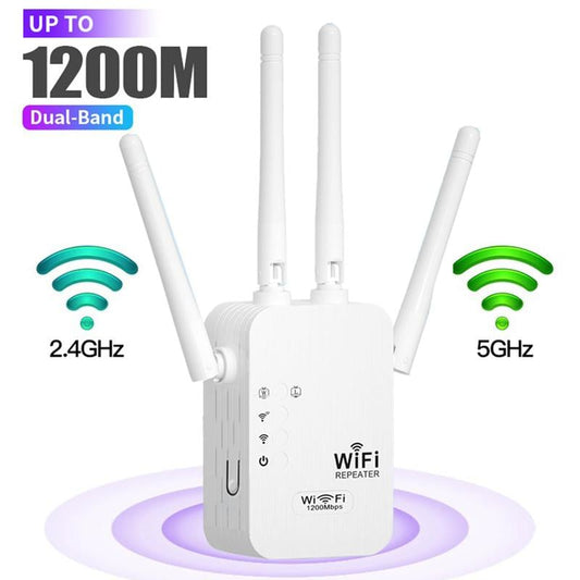 🎁Sidste dag: 50% rabat! 🔥 2026 WiFi-forstærker - 1200Mbit/s, dual band (5GHz / 2.4GHz) 📶 Maksimal signalforstærkning - stabil forbindelse i hele huset!