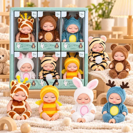 🎄✨ JULEN: 50% RABAT I BEGRÆNSET TID – Charmerende Mini-Dukkesæt – Gaveklar Samling med Realistiske Sovende Ansigter – Perfekt Julegave 🎁👶🛡️