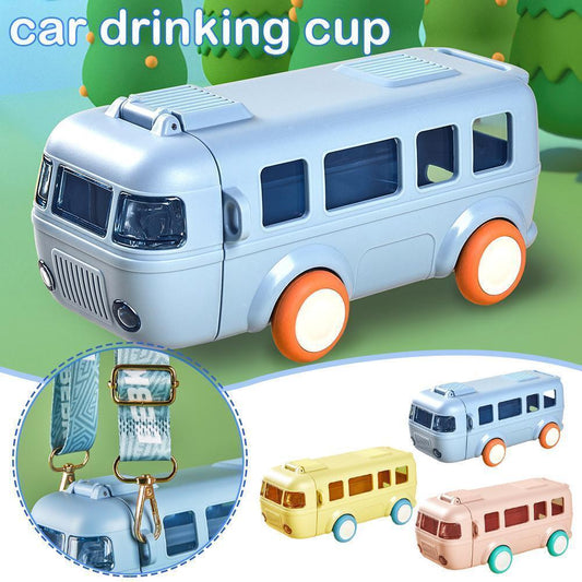 🧃2024 HOT SALE 🚒Toy Bus Water Bottle with shoulder strap