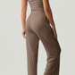 Women's 2-Piece Lounge Set: Ruched Top & Wide-Leg Pants