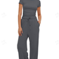 Women's 2-Piece Lounge Set: Ruched Top & Wide-Leg Pants