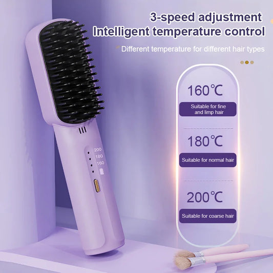 💟 Negative Ions Do Not Harm Hair Portable Wireless Mini Hair Straightener Comb