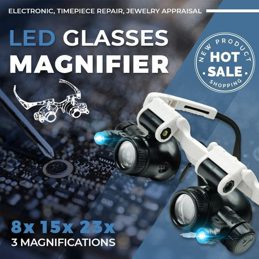 🕶️✨LED -briller forstørrelsesmaskine (8x 15x 23x)
