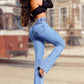 👖50% RABAT NU! 💃 Stretch Flare Jeans til kvinder – høj talje, kropsnær pasform og retrostil ✨