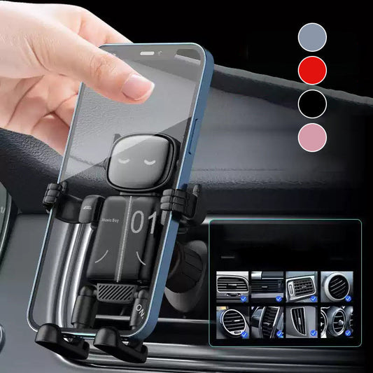 🤖✨ NU: 50% RABAT I BEGRÆNSET TID – Robot-inspireret Bilholder – 360° Roterbar – Universel Smartphone-kompatibilitet – Skridsikre Silikonegreb – Stabil & Sikker – Enkel Betjening – Futuristisk Design 🚗🛡️