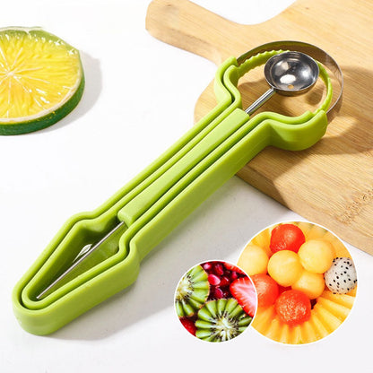 🍉🔪 🎁 KØB 1, FÅ 1 GRATIS  – Multifunktionelt Frugtudstikningssæt – Melonkuglejern – V-formet Gravekniv – Skarpe Kanter – Rustfrit Stål – Ergonomisk Håndtag – Til Kreativ Frugtkunst 🔪🍈✨