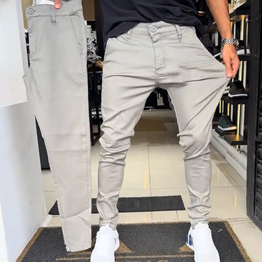 ✨Herrebukser i slim fit i ensfarvet design👖