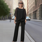 👚 50 % RABAT NU! 💃 2-delt sæt i chiffon med uregelmæssig pasform til kvinder – løstsiddende top og bukser med brede ben (M–3XL) 🌬️