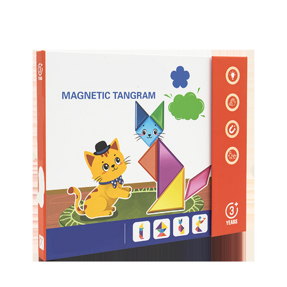 🎁Den perfekte gave🌟Forbedrer børns tænkeevner – Magnetisk tangram-puslespilssæt til børn