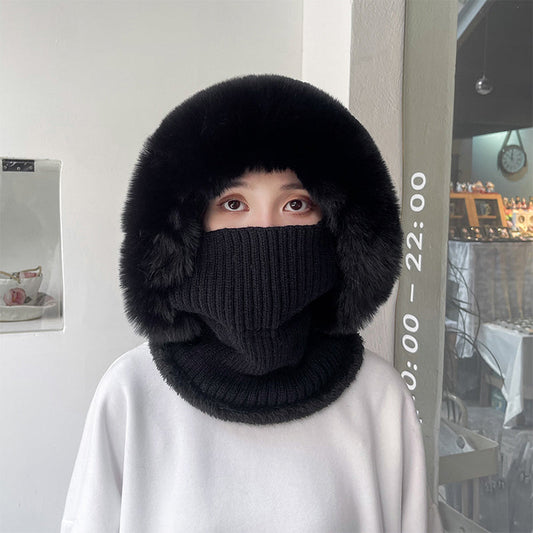 👒Strikket varm og blød hue med maske🔥