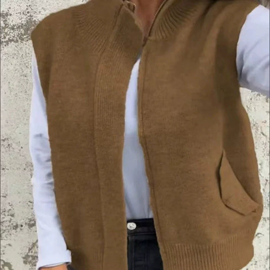 ✨Varm mode-sweatervest med lynlås til kvinder