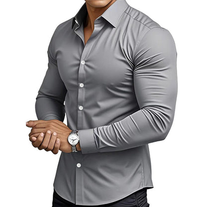 👔Herreskjorter i ensfarvet stof med revers og lange ærmer✨