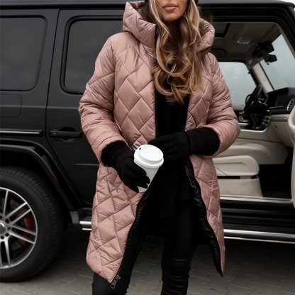 ⏳Begrænset tilbud: 50 % rabat⏰Lang quiltet dunjakke med hætte til kvinder🧥