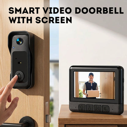 ⏳Tidsbegrænset 50 % rabat⏰ Trådløs smart videodørklokke med skærm📹