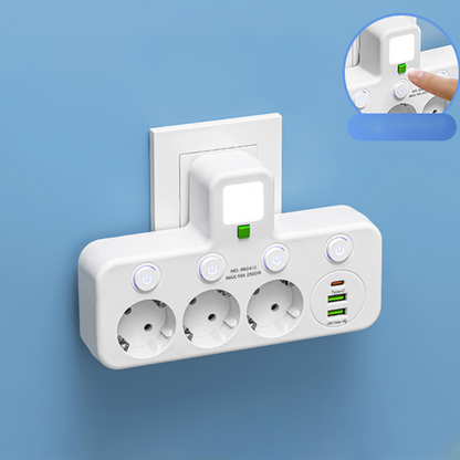 🎉 Nytårsgave – 50 % rabat! 🔌 Intelligent stikdåse med USB og natlampe – alsidig og sikker!