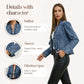 🧥 50 % RABAT NU!! 🌸 Damejeansjakke med flæser og åben front – Let og feminin – Alsidig og chic 👗
