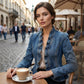 🧥 50 % RABAT NU!! 🌸 Damejeansjakke med flæser og åben front – Let og feminin – Alsidig og chic 👗