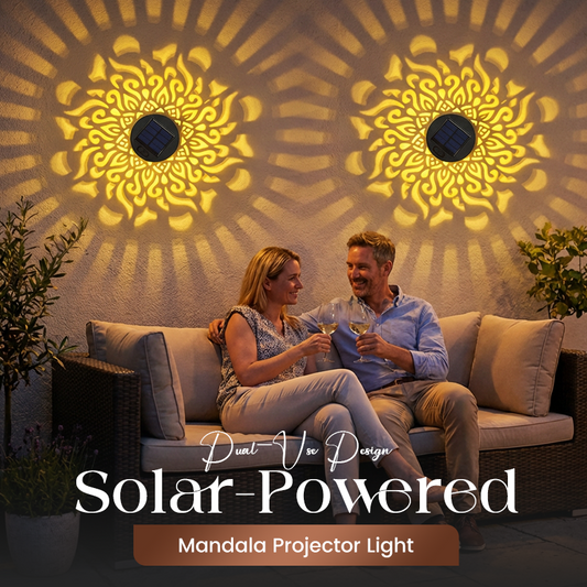 Solcelledrevet Mandala-Projektorlampe til Have og Udendørs Belysning
