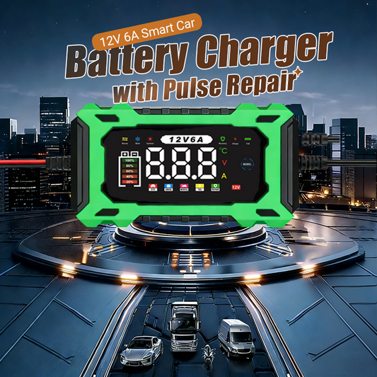 🔋 BEGRÆNSET TILBUD: 50 % RABAT! ✨ 12V 6A bilbatterioplader – intelligent, digital, 6–100 Ah ✨