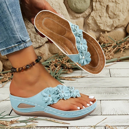 👡Blomstrede kilehælssandaler til kvinder