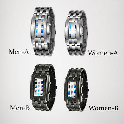⌚ BEGRÆNSET TILBUD: 50 % RABAT! ✨ Binary LED-ur til mænd – rustfrit stål, blåt lys, sporty, vandtæt, moderne ⚡