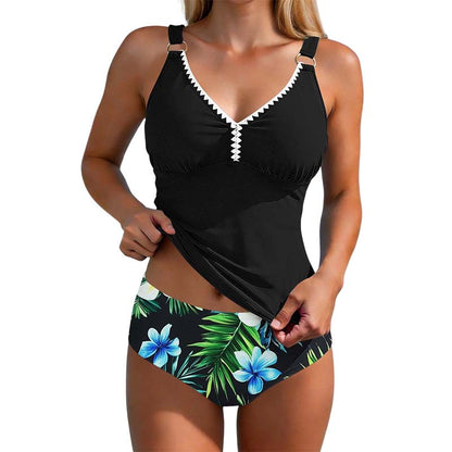 Tankini-badedragt i to dele til kvinder med maveformende effekt