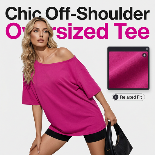 Casual oversized T-shirt med bare skuldre til kvinder