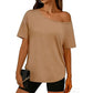 Casual oversized T-shirt med bare skuldre til kvinder