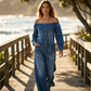 📢📢40 % RABAT !! ⏰Denim-jumpsuit med bare skuldre og brede ben