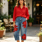 🎁2026 Nye varer 50 % RABAT💥Artistic Flower-jeans med brede ben til kvinder
