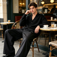 👔 BEGRÆNSET TILBUD: 50 % RABAT! ✨ Herrebukser med brede ben – eksklusivt fald, skræddersyede læg, sort 🤵