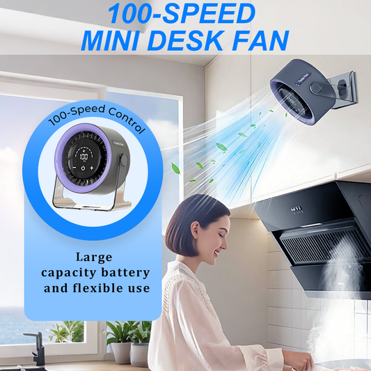 🏆2026 Tischventilator – über USB aufladbar mit LED-Anzeige 📊 | 100 Geschwindigkeitsstufen, 120° Neigung und vollständige Oszillation ↔️ | Extrem leise für Schlafzimmer 😴, Büro 🖥️ und Camping 🏕️ | Bis zu 24 Stunden Akkulaufzeit ⚡