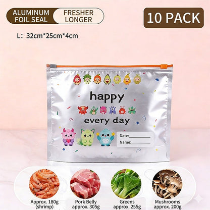 🔥50 % rabat – Hot Sale🧑‍🍳Genanvendelige opbevaringsposer af aluminiumsfolie med lukning (10 stk.)🫑🥕