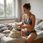 Butterfly-bikinisæt med halterneck – neonprint, justerbar og flatterende pasform