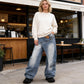 👖 60 % RABAT NU! 🎁 Asymmetriske jeans med bred benvidde til kvinder – Unikt design og elastisk pasform – Trendigt snit, perfekt til både afslappede og mere elegante looks ✨