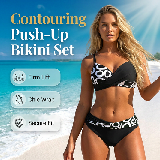 🔥 2026 NYHED: 50% RABAT – Contouring Push-Up Bikinisæt – Wrap-design – Premium Stretchstof – Flatterende Taljebånd – 9 Farver – Til Strålende Strandselvtillid 👙✨🌴